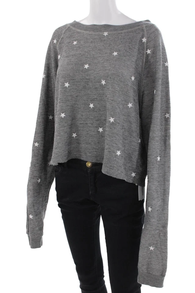 Sudadera Wildfox Mujer Estampado Estrellas Mangas Largas Gris Blanco Talla Mediana Foto 2 de 4