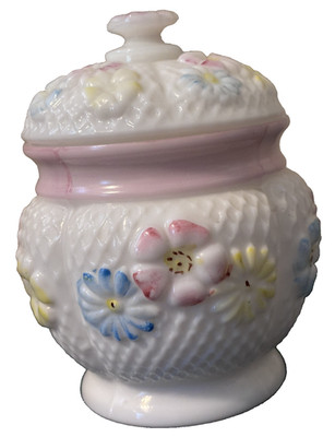 Antique EAPG Consolidated Glass Cosmos AKA Stemless Daisy Covered Sugar Bowl