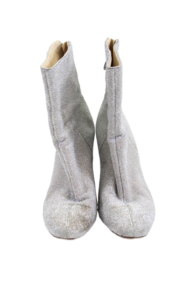 Alexandre Birman Women's Sparkle Block Heels Ankle Boots Silver Size 38.5 - Image 2 of 4