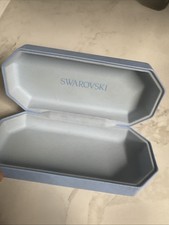 Swarovski Hard Shell Clam Eyeglass Case Swan Baby Blue