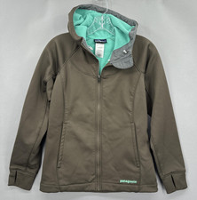Patagonia Jacket Womens XS Brown Hooded Softshell Fleece Lined Zip Slopestyle
