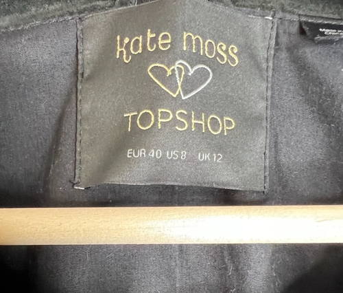 Kate Moss Topshop Black Suede Leather Trench Jacket Size 8 - Picture 2 of 6