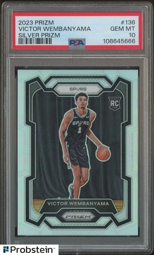 #2 2023-24 Panini Silver Prizm #136 Victor Wembanyama RC Rookie PSA 10 GEM MINT