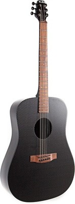 KLOS Modern Carbon Fiber Deluxe Acoustic Electric Guitar, Black w/ Gig Bag, S...