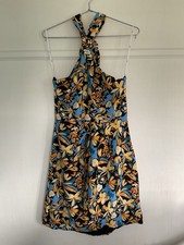 Lulus Floral Print Knotted Halter Mini Dress Large