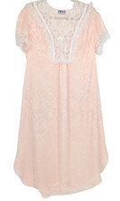 Vintage Pink Satin Floral Lace Trim Nightgown Large Dainty Feminine Coquette