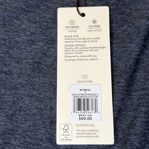 Calia Women's Lustralux Oversized Long Sleeve Shirt Dark Gray Small NEW NWT! - Picture 3 of 7