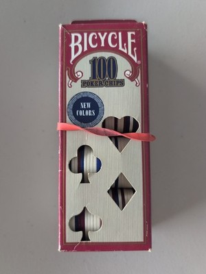 Vintage 90s Bicycle Interlock Poker Chips Set of 100 Red White Blue Made in USA