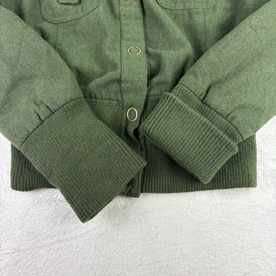 Chaqueta Corta Militar Wet Seal Y2K L Lana Verde Ejército Cierre a Presión De Colección Grunge Foto 4 de 4