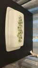 Vintage Pyrex Spring Blossom Butter Dish With Lid Green Pattern Milk Glass USA
