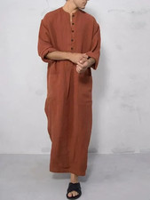 Muslim Men Robe Baggy Arab Islamic Thobe Jubba Kaftan Robes Clothing Long Gown