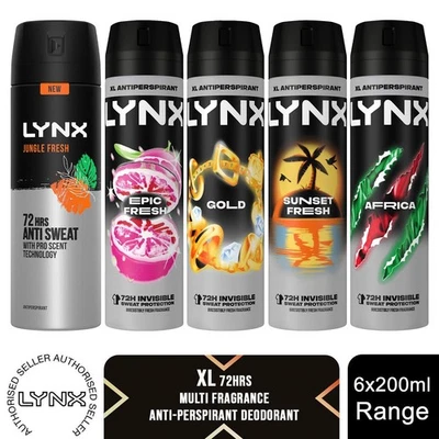 Lynx XL Deodorante Antitraspirante 72 Ore Protezione Sudore 200ml, Confezione da 6