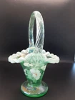 Fenton 95th anniversary special edition basket Willow green, Angel Blush design