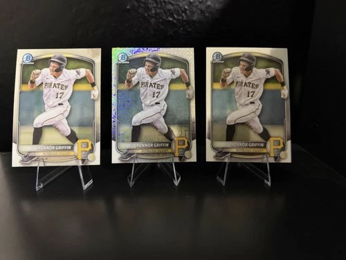 2025 Bowman Prospect Konnor Griffin 3 Card Lot - Chrome & Mojo Refractor Pirates