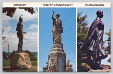 Vintage Plymouth MA Postcard Featuring Massasoit & Forefathers Monument
