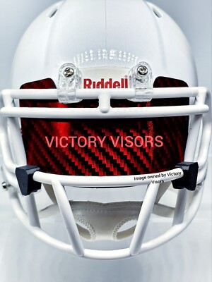 Red Holographic Carbon Fiber Mini Football Helmet Visor w/UA Clips