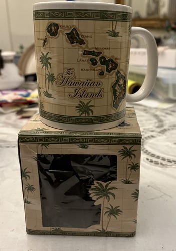 MAP OF HAWAIIAN ISLANDS MUG CUP NEW IN BOX - Picture 3 of 4