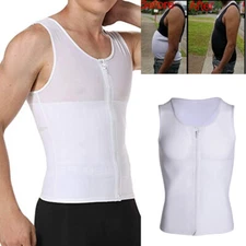 Us Mens Slimming Body Shaper Vest Moobs Control Abs Compression t-Shirt Tank Top