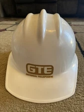 Vintage General Telephone GTE White Bullard Hard Hat Safety Helmet