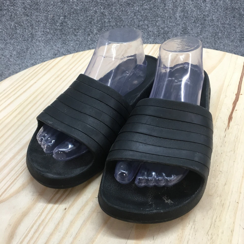 Adidas Sandalias Mujer 10 Adilette Aqua Slides Negras Sin Cordones Informales Logo Planas Foto 3 de 4