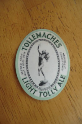NEUWERTIGES KLEINES TOLLEMACHE'S LIGHT TOLLY ALE BRAUEREI PAPIERFLASCHENETIKETT 