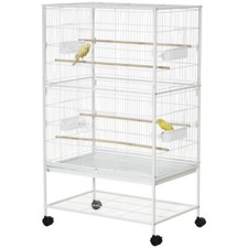 PawHut Large Bird Cage Budgie Cage for Finch Canaries Parrot with Stand White