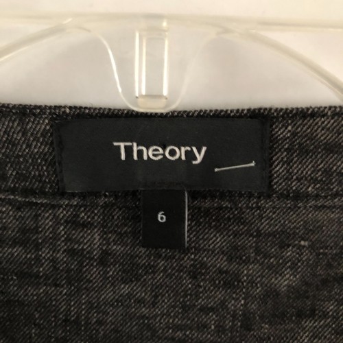 NEW THEORY Dress 6 Rolled Sleeve Linen Blend Shirt Dress Tierra Wash Gray Black - Picture 3 of 9