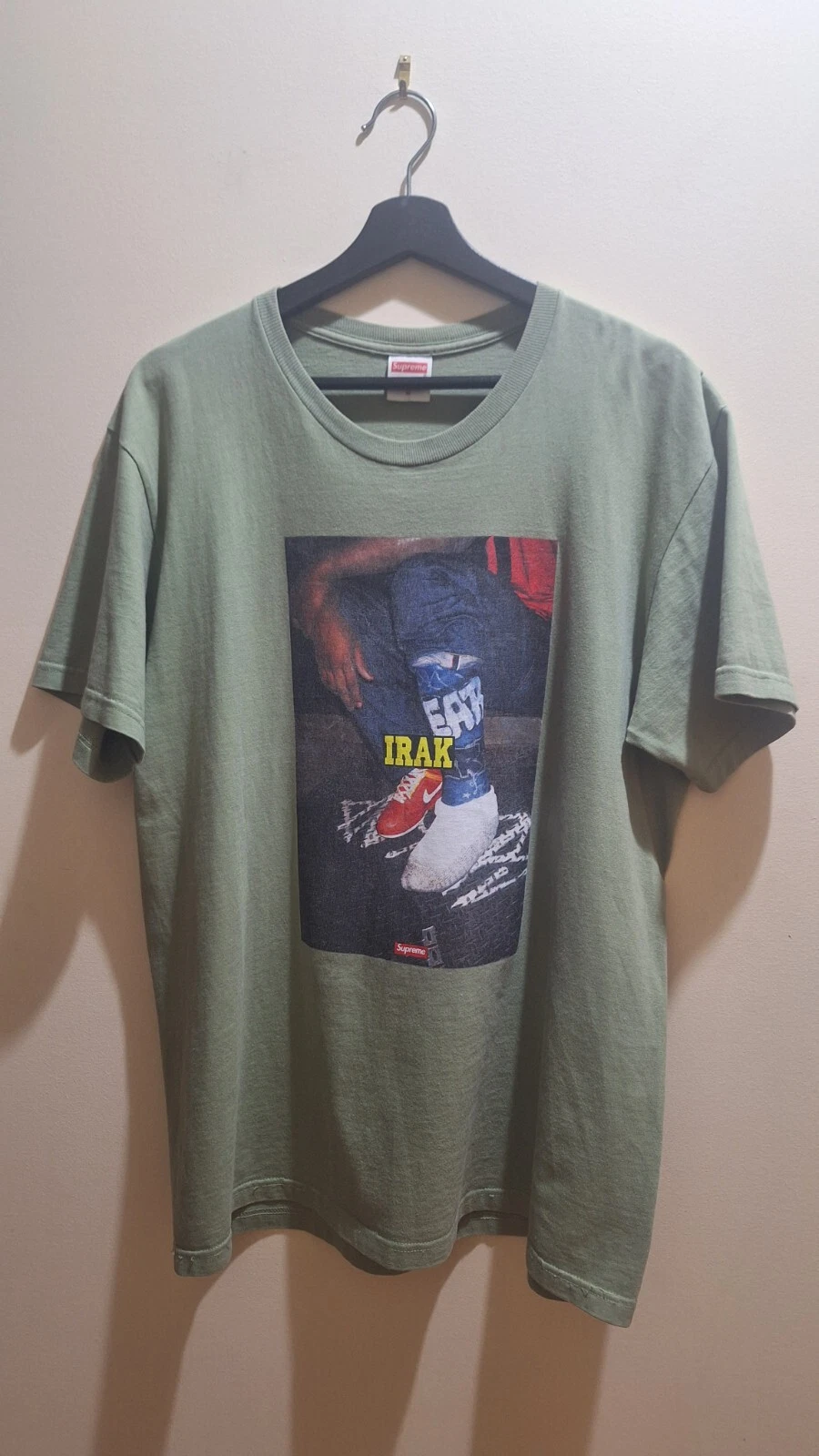 Supreme Irak Cast Tee Tshirt Olive Medium Made in USA 100% cotton