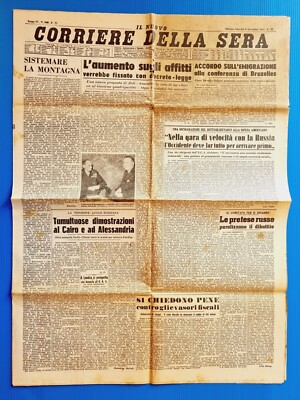 Corriere Della Sera 6 December 1951 Il Cairo-Alexandria D'Egitto