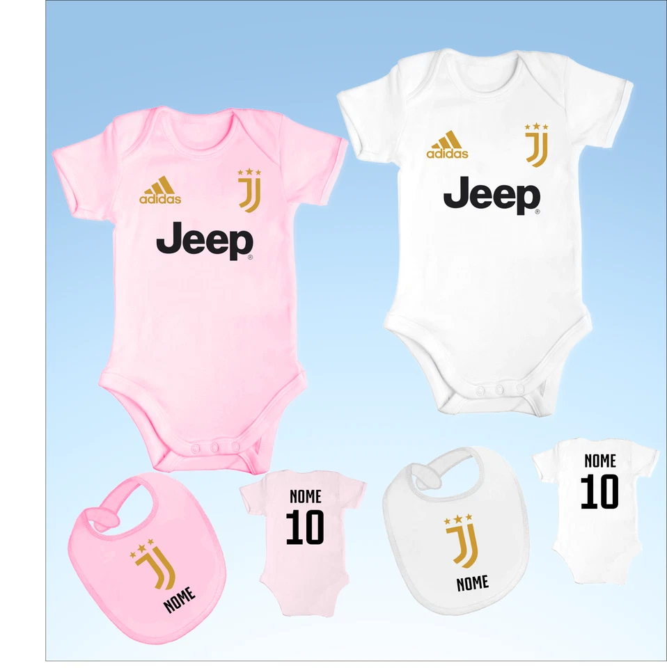 BODY NEONATO 6-24 MESI PERSONALIZZATO CON NOME E NUMERO CALCIO juve IDEA REGALO