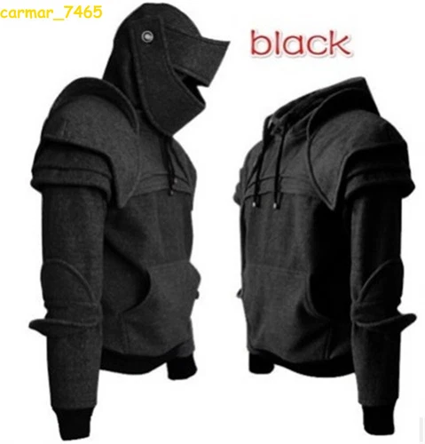 Medieval Warrior Soldier Vintage Knight Mask Armor Knee Jacket Hoodie Sweater - product listing photo