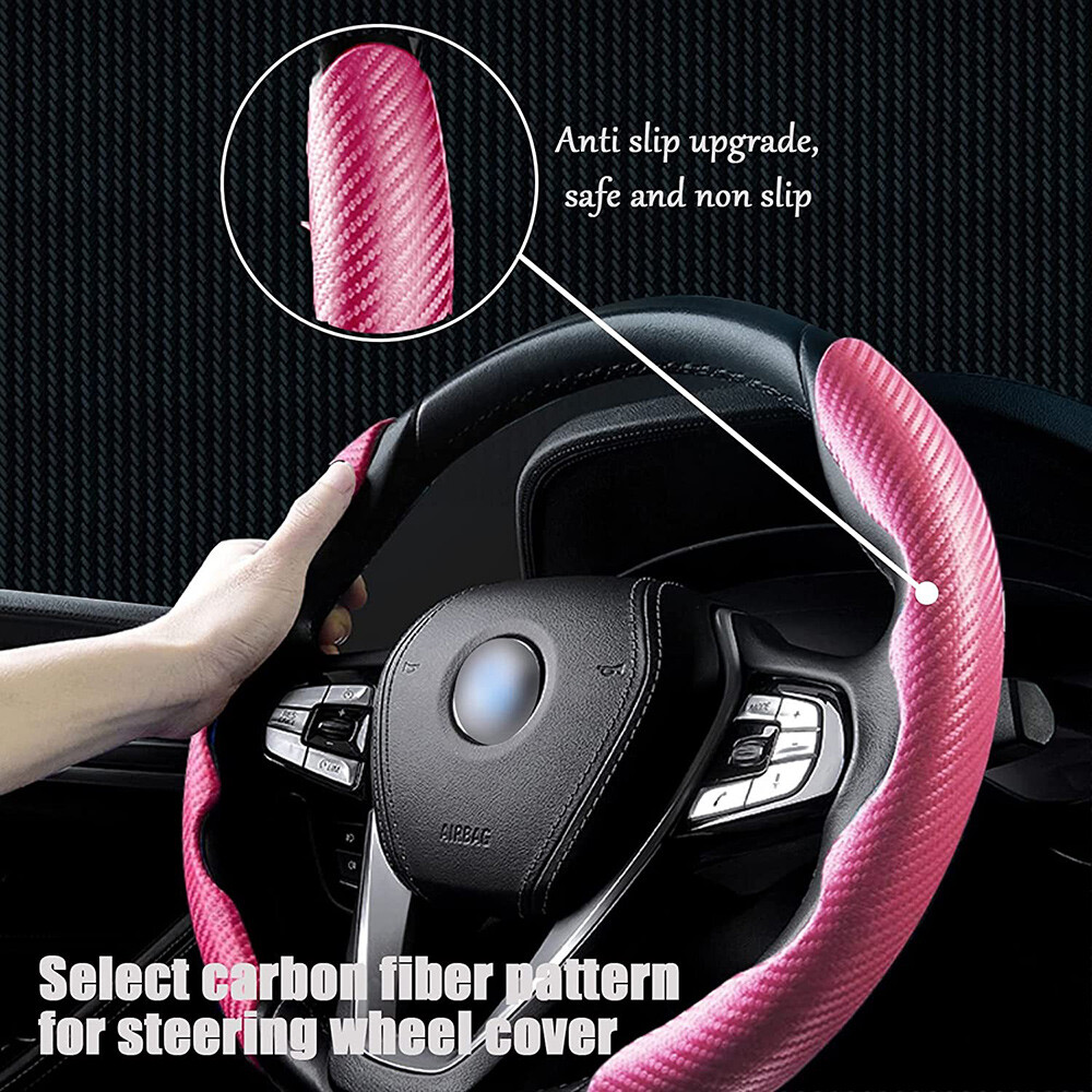 Universal Car Steering Wheel Booster Cover Carbon Fiber Look Non-Slip - Foto 10
