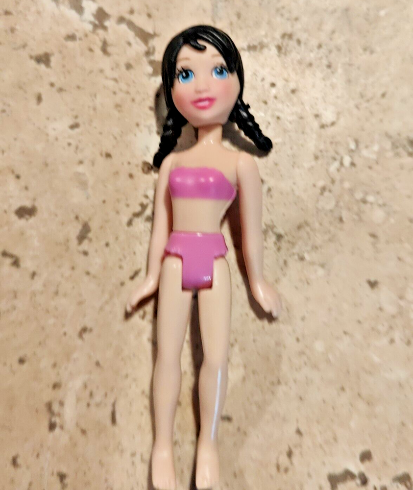 Blue Eyed Black Pigtail Hair Polly Pocket 3-inch Figure wearing a Pink Bikini