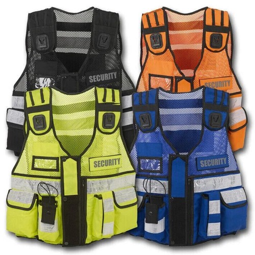 Hi Vis Tactical Security Vest Law Enforcement CCTV Mesh Vest Police SIA. Lined - Picture 3 of 7