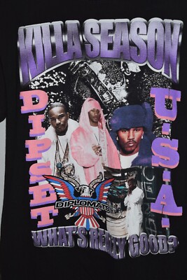 Dipset Diplomats KILLA SEASON Rap T-Shirt Black Size Small