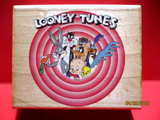 LOONEY TUNES LOGO RUBBER STAMPEDE RUBBER STAMP WOOD MTD VINTAGE 1990 RARE