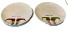 Vintage Magenta Elf Feet "Christmas Cheer" Dessert Plates Set Of Two 6"X6"