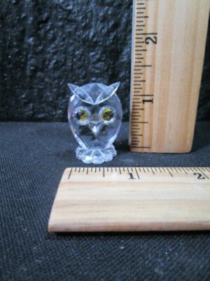Swarovski Crystal Green Eyed Owl - Beautiful - Retired - With Box