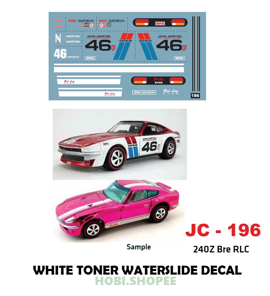 JC-9196 White Toner Waterslide Decals 240Z Bre RLC For Custom 1:64