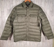 PUFFER Jacket MEDIUM Shirt Jacket George Men's Olive Green Snaps NEW