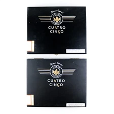 Lot of 2 Cuatro Cinco Torpedo Empty Wood Cigar Box 9.75" x 8" x 1.5"
