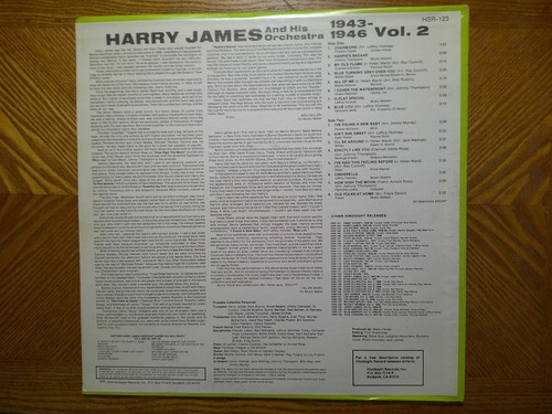 NEW SEALED HINDSIGHT LP RECORD/HARRY JAMES/HELEN WARD/1943-46 VOLUME 2 RADIO - Picture 2 of 2