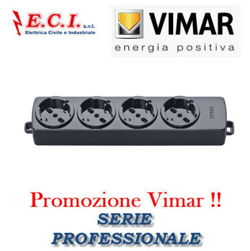 VIMAR 01291.NC MULTIPRESA CIABATTA UNIVERSALE 4 POSTI SENZA CAVO PROFESSIONALE - Foto 1 di 1