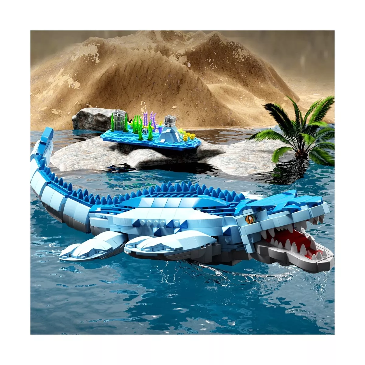 LEQUMOC L001 Jurassic Mosasaurus 1200pcs Dinosaur World Park Building Set