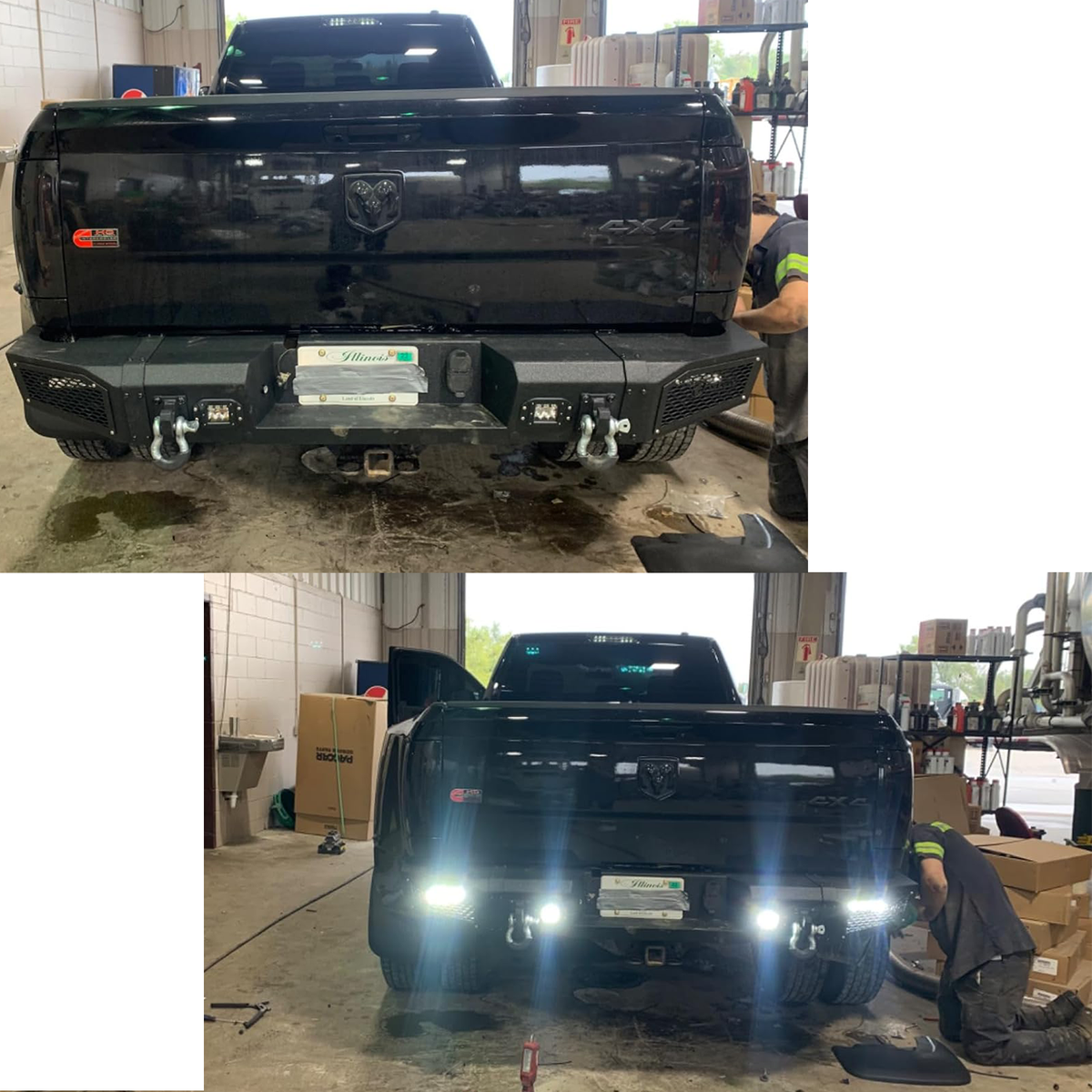 Vijay Steel Rear Bumper W/LED Lights&Sensor Holes For 10-18 Dodge
