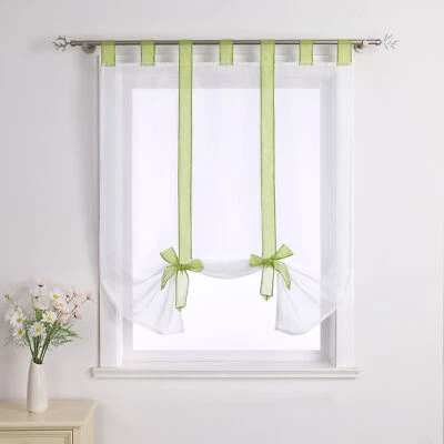 Transparent Raffrollos mit Schlaufen Raffgardine Küche Bistrogardine Weiß Modern - Bild 1 von 4