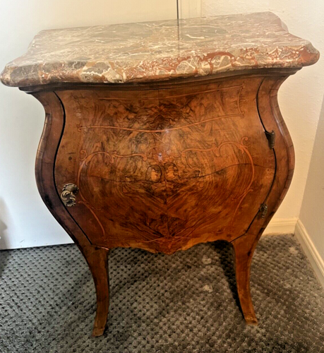 19th Century French Mahogany W/Marble Top Bombay Commodes/Nightstands (pair) - Picture 13 of 22