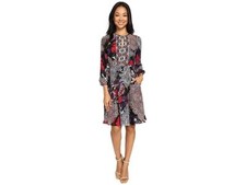 Donna Morgan Women's Printed Dress, Black/Beet, 14