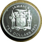 elf Jamaica 10 Dollars 1975 FM Silver Proof Columbus  Ship — photo 2