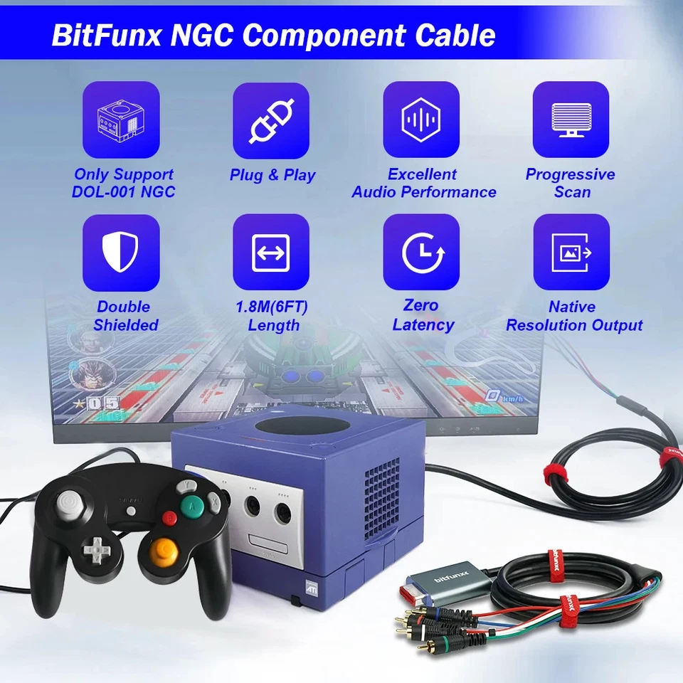 Component Video 5RCA YPbPr Cable Fit for Nintendo GameCube NGC Digital AV Output - Image 3 of 4